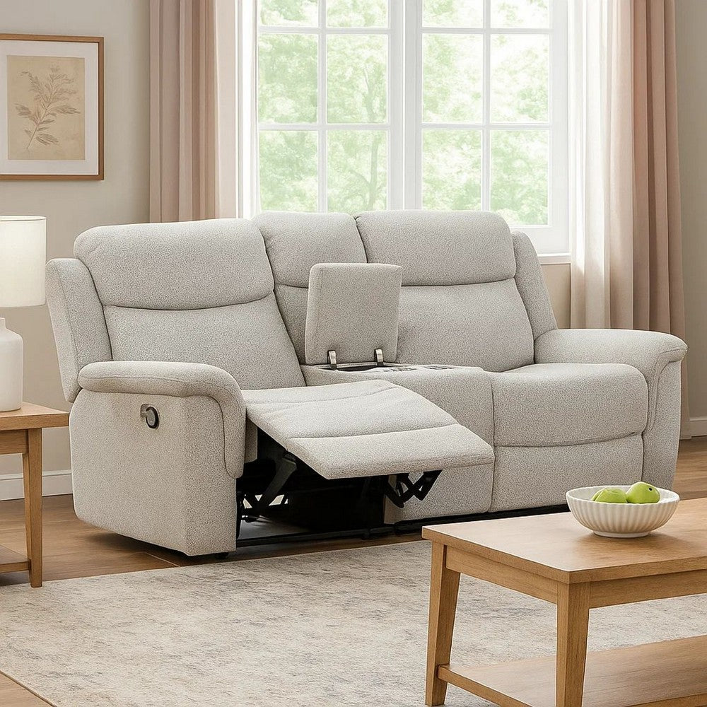 Teren Power Recliner Sofa | 86" | Contemporary Gray Grain Leather