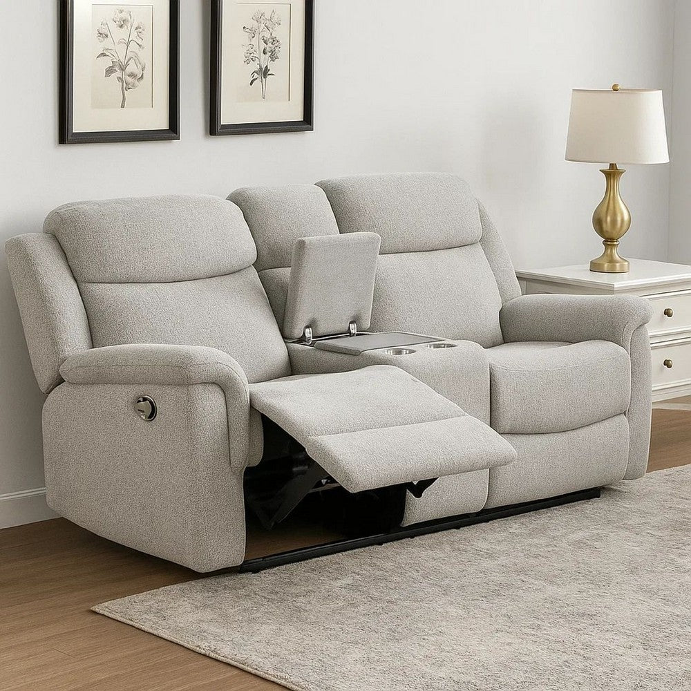 Teren Power Recliner Sofa | 86" | Contemporary Gray Grain Leather