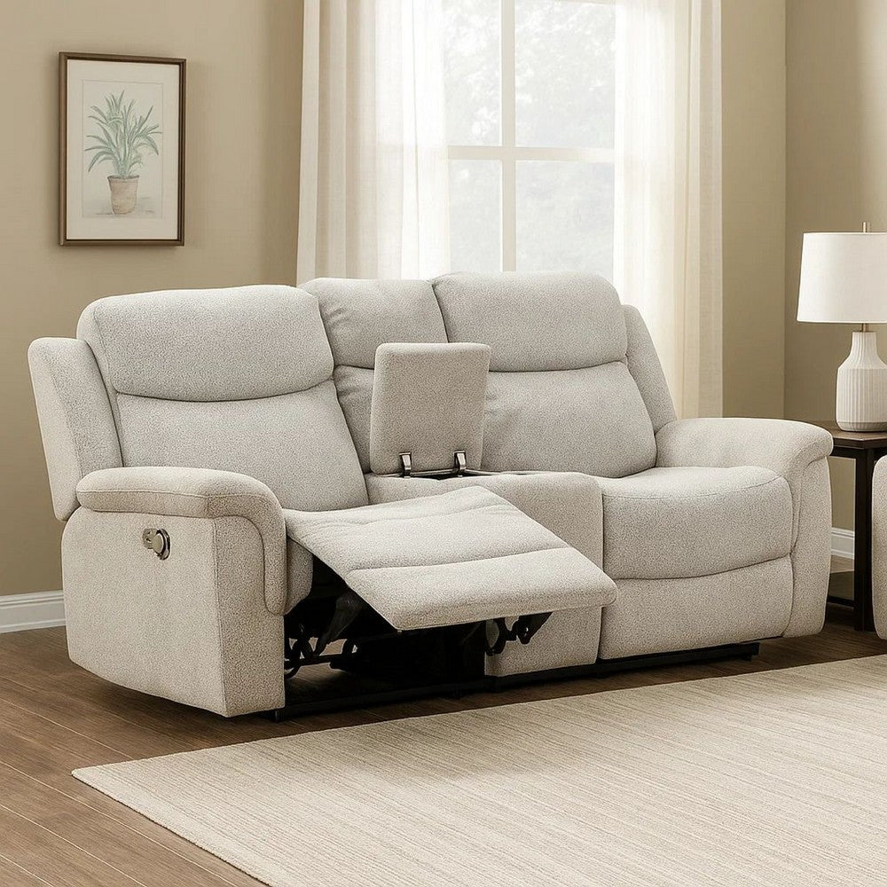 Teren Power Recliner Sofa | 86" | Contemporary Gray Grain Leather