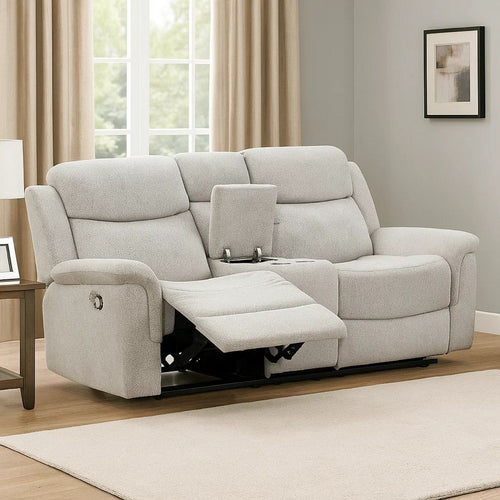 Teren Power Recliner Sofa | 86" | Contemporary Gray Grain Leather