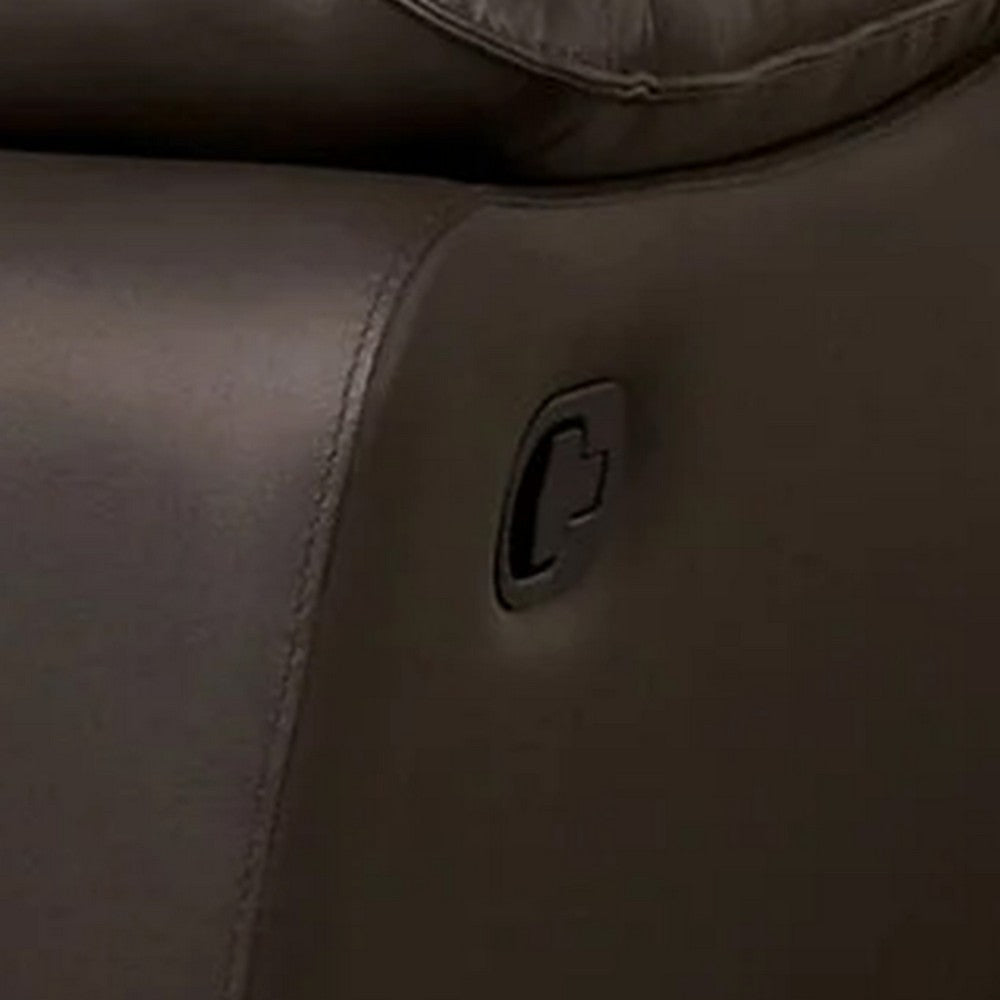 Ozy Manual Recliner Loveseat | 64’’ | Contemporary Brown Grain Leather BM340306