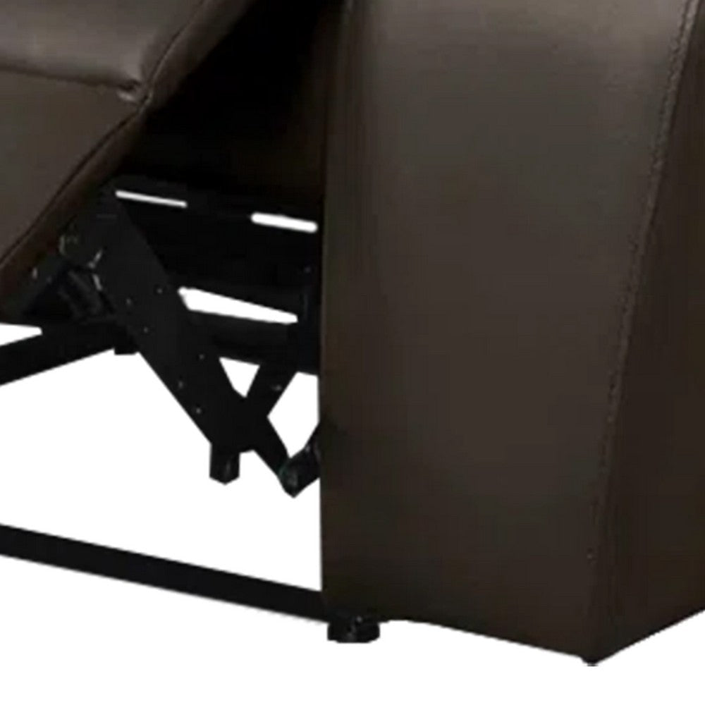 Ozy Manual Recliner Loveseat | 64’’ | Contemporary Brown Grain Leather BM340306