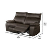 Ozy Manual Recliner Loveseat | 64’’ | Contemporary Brown Grain Leather BM340306