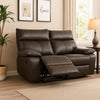 Ozy Manual Recliner Loveseat | 64" | Contemporary Brown Grain Leather