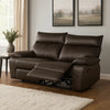 Ozy Manual Recliner Loveseat | 64" | Contemporary Brown Grain Leather