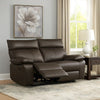 Ozy Manual Recliner Loveseat | 64" | Contemporary Brown Grain Leather