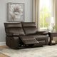Ozy Manual Recliner Loveseat | 64" | Contemporary Brown Grain Leather