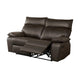 Ozy Manual Recliner Loveseat | 64" | Contemporary Brown Grain Leather