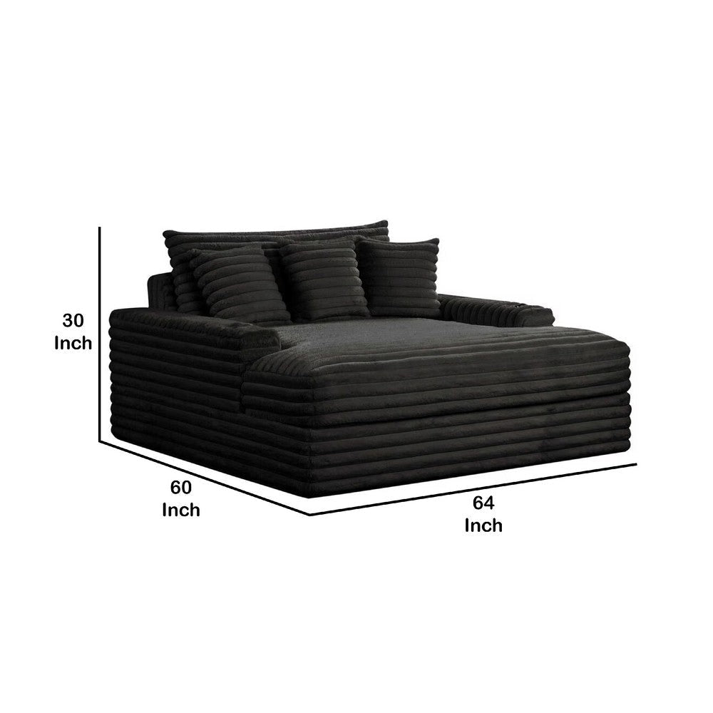 Voyo Oversize Chaise | Black Chenille | Track Arms w Cup Holders & USB | 64’’ BM340307