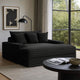 Voyo Oversize Chaise | Black Chenille | Track Arms w Cup Holders & USB | 64"