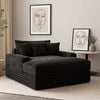 Voyo Oversize Chaise | Black Chenille | Track Arms w Cup Holders & USB | 64"