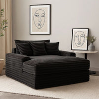 Voyo Oversize Chaise | Black Chenille | Track Arms w Cup Holders & USB | 64"
