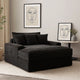 Voyo Oversize Chaise | Black Chenille | Track Arms w Cup Holders & USB | 64"