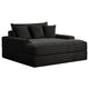 Voyo Oversize Chaise | Black Chenille | Track Arms w Cup Holders & USB | 64"