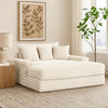 Voyo Oversize Chaise | White Chenille | Track Arms w Cup Holders & USB | 64"