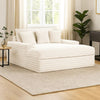Voyo Oversize Chaise | White Chenille | Track Arms w Cup Holders & USB | 64"