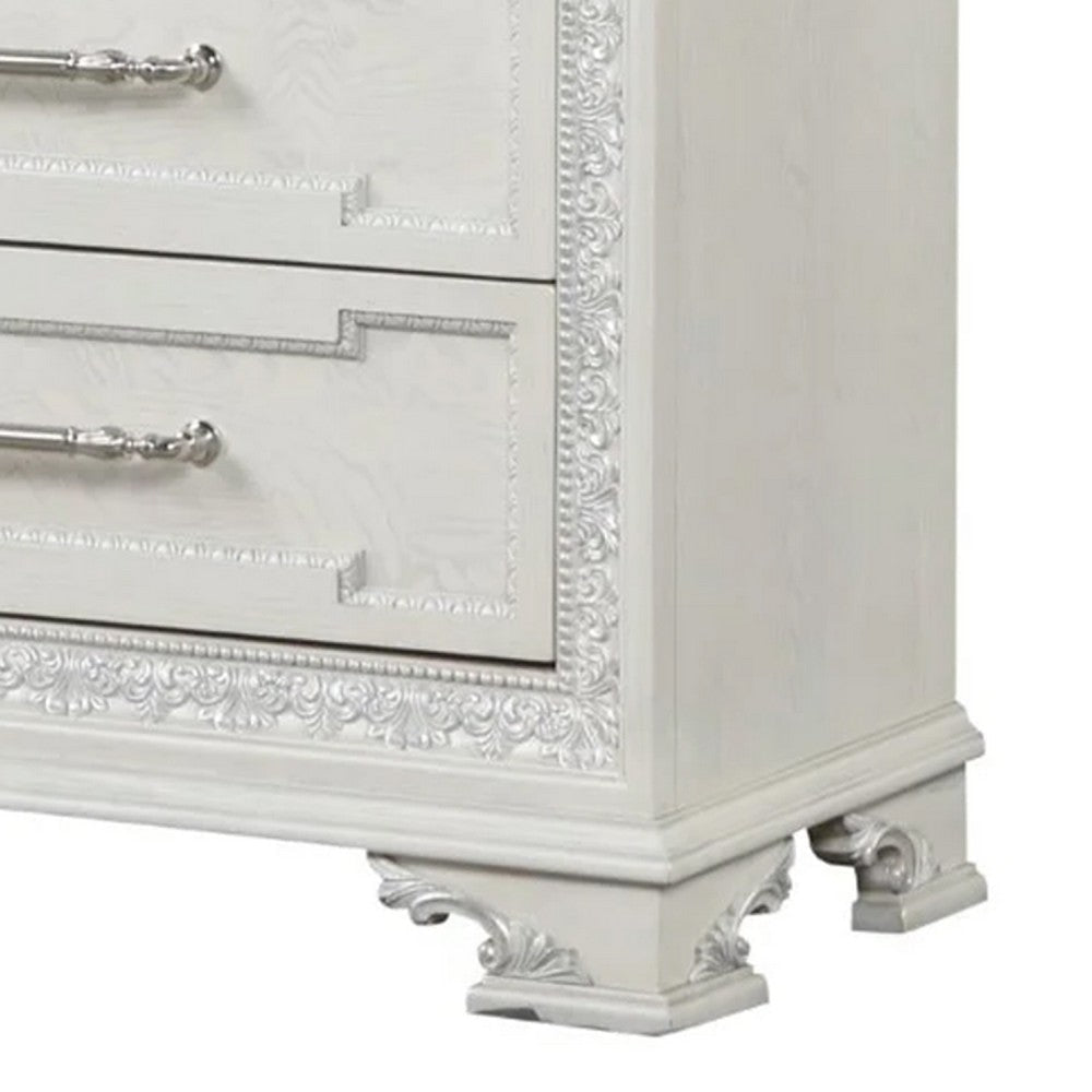 Miamy Wide Dresser | 7 Drawers w Jewelry Tray | Creamy White Pine Wood BM340309