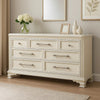 Miamy Wide Dresser | 7 Drawers w Jewelry Tray | Creamy White Pine Wood BM340309