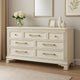 Miamy Wide Dresser | 7 Drawers w Jewelry Tray | Creamy White Pine Wood BM340309