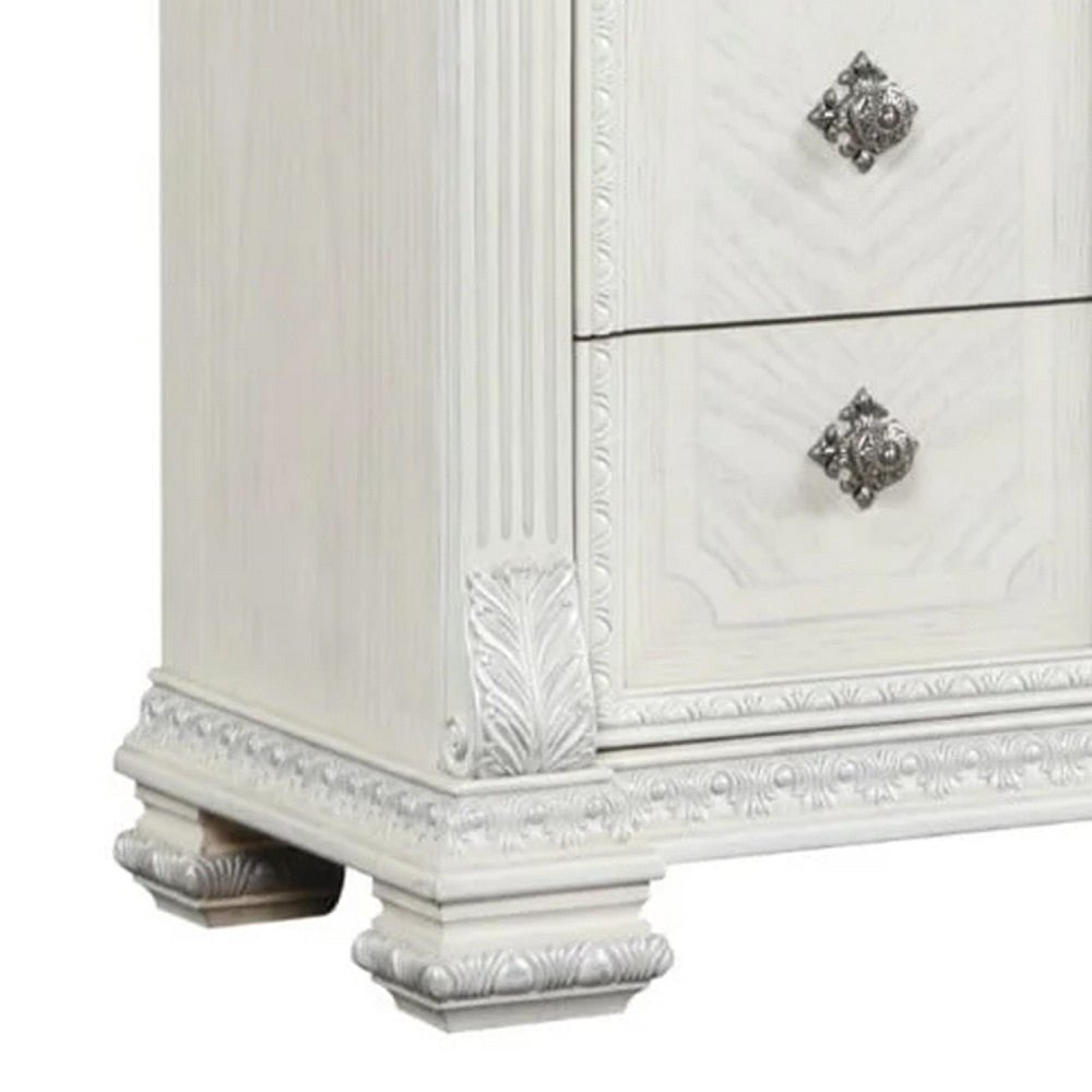 Naddy Wide Dresser | White Pine Wood | 9 Drawers w Metal Handles BM340310