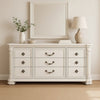 Naddy Wide Dresser | White Pine Wood | 9 Drawers w Metal Handles