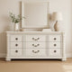 Naddy Wide Dresser | White Pine Wood | 9 Drawers w Metal Handles
