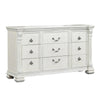 Naddy Wide Dresser | White Pine Wood | 9 Drawers w Metal Handles