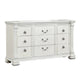 Naddy Wide Dresser | White Pine Wood | 9 Drawers w Metal Handles