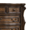 Leova Tall Dresser Chest | 6 Drawers | Ornate Molding | Brown Hardwood BM340313