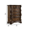 Leova Tall Dresser Chest | 6 Drawers | Ornate Molding | Brown Hardwood BM340313