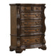 Leova Tall Dresser Chest | 6 Drawers | Ornate Molding | Brown Hardwood