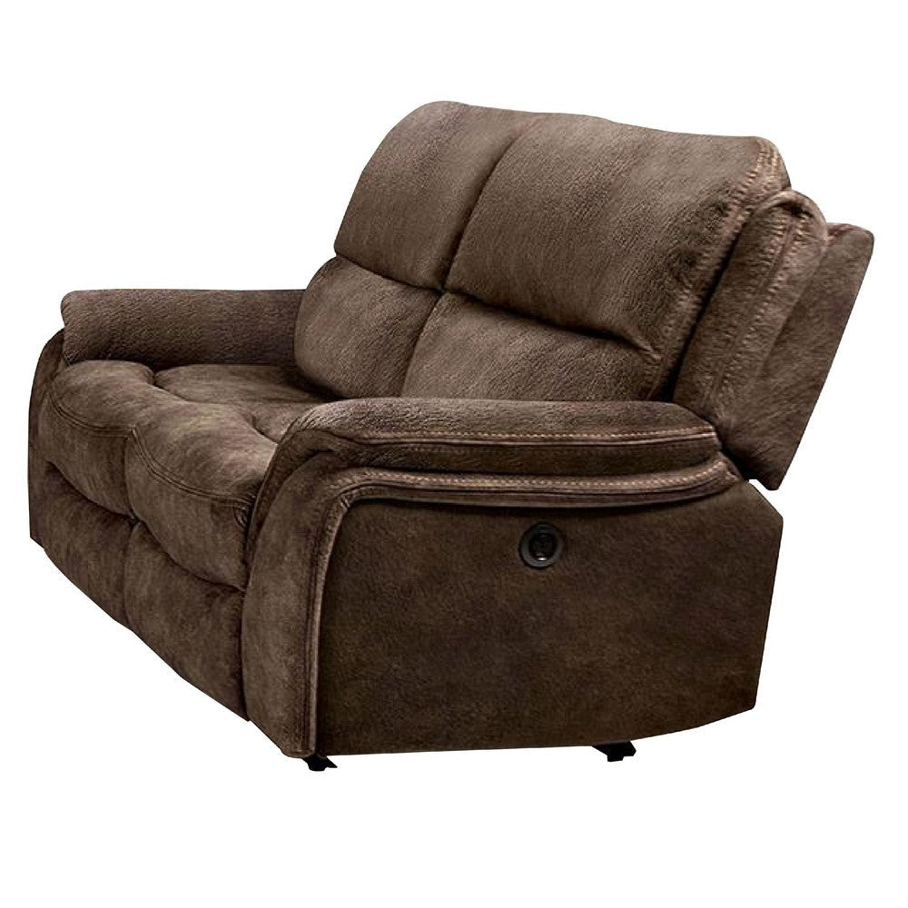 Heny Manual Reclining Loveseat | Brown Fabric Seating | 68" No Sag