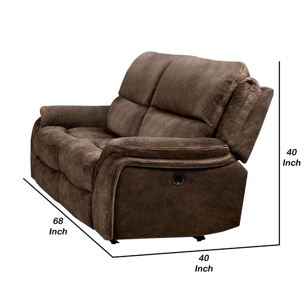 Heny Manual Reclining Loveseat | Brown Fabric Seating | 68’’ No Sag BM340315