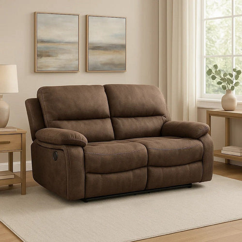 Heny Manual Reclining Loveseat | Brown Fabric Seating | 68" No Sag