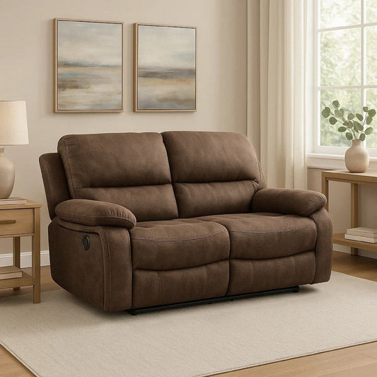 Heny Manual Reclining Loveseat | Brown Fabric Seating | 68" No Sag