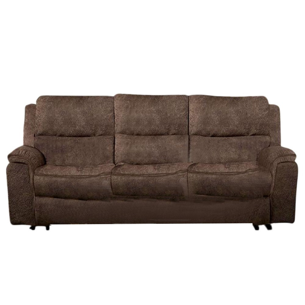 Heny Manual Reclining Sofa | Brown Fabric Seating | 88" | No Sag