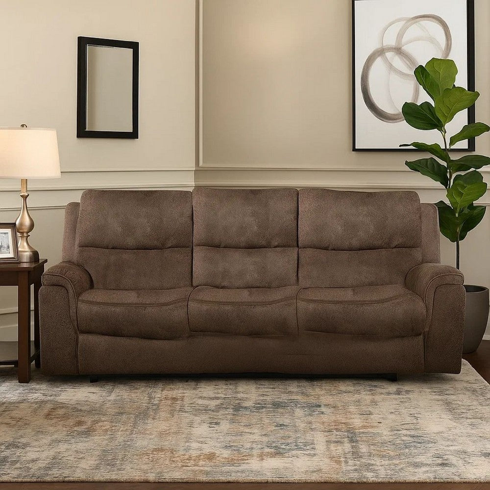 Heny Manual Reclining Sofa | Brown Fabric Seating | 88" | No Sag