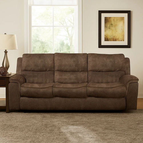 Heny Manual Reclining Sofa | Brown Fabric Seating | 88" | No Sag