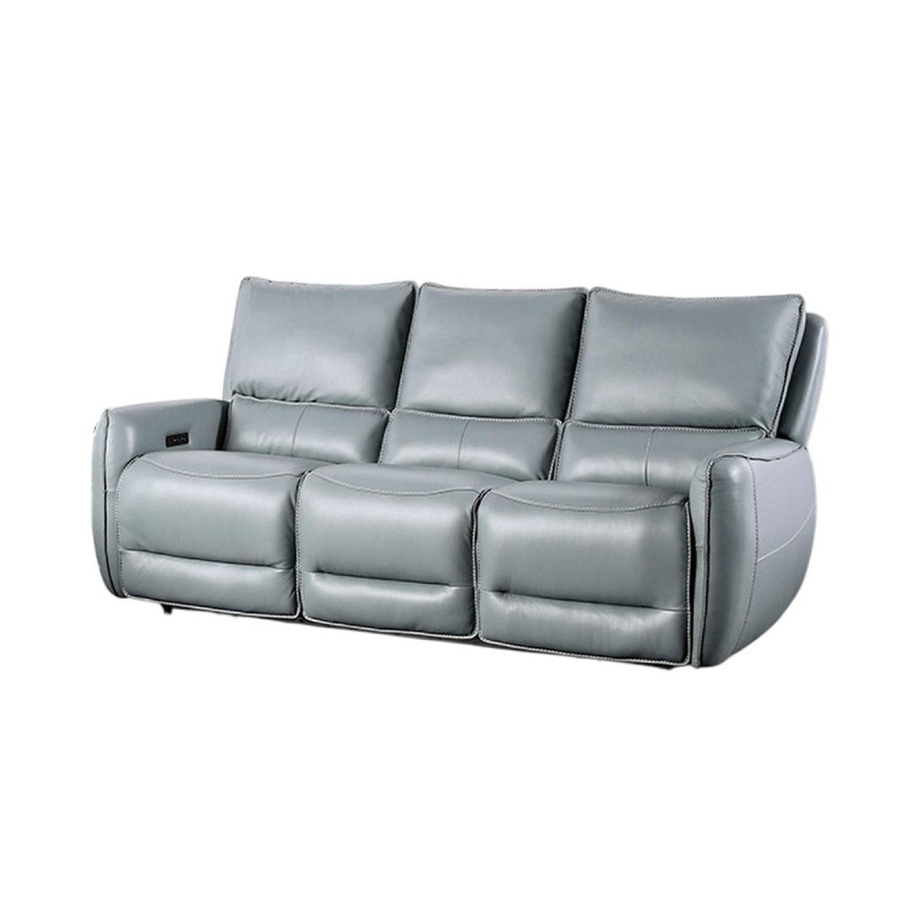 Pono Power Reclining Sofa | Pale Blue Top Grain Leather | 85’’ | Zero Gravity BM340320
