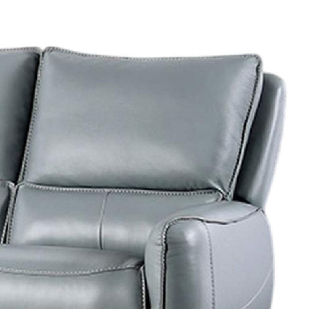 Pono Power Reclining Sofa | Pale Blue Top Grain Leather | 85’’ | Zero Gravity BM340320