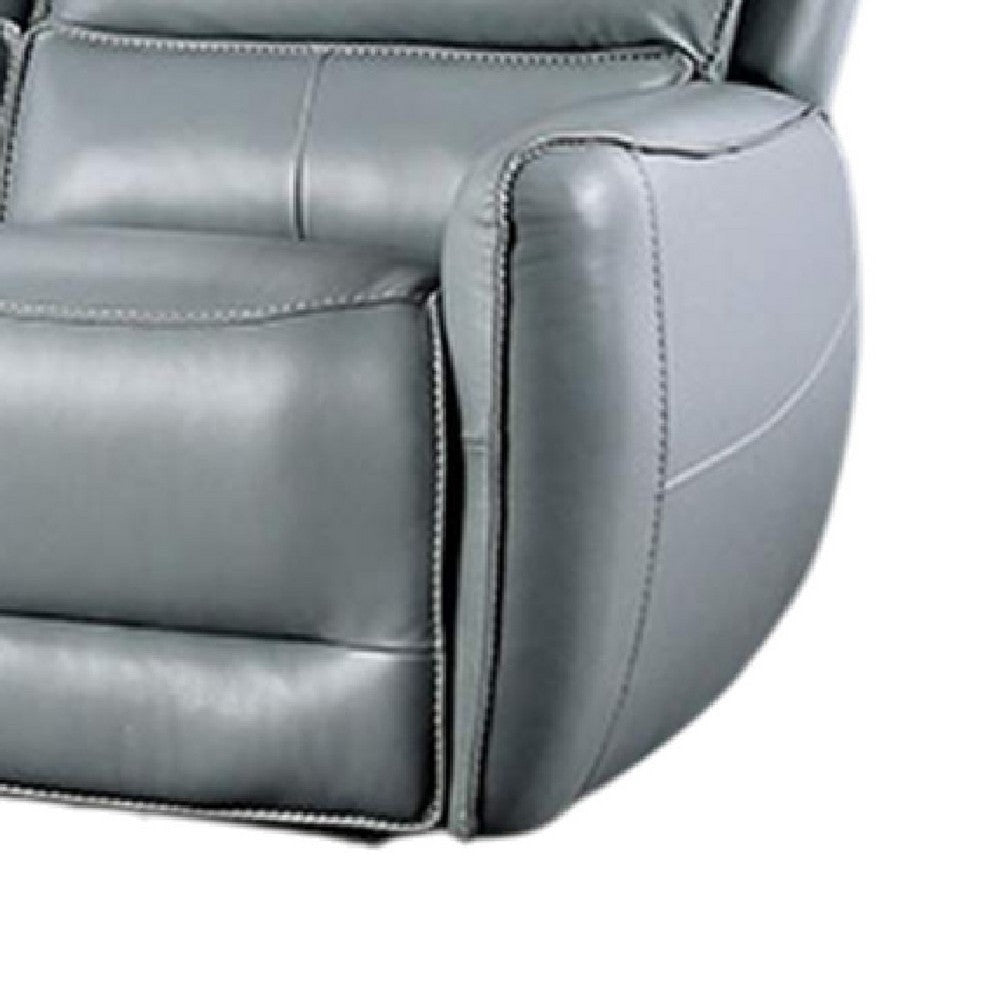 Pono Power Reclining Sofa | Pale Blue Top Grain Leather | 85’’ | Zero Gravity BM340320