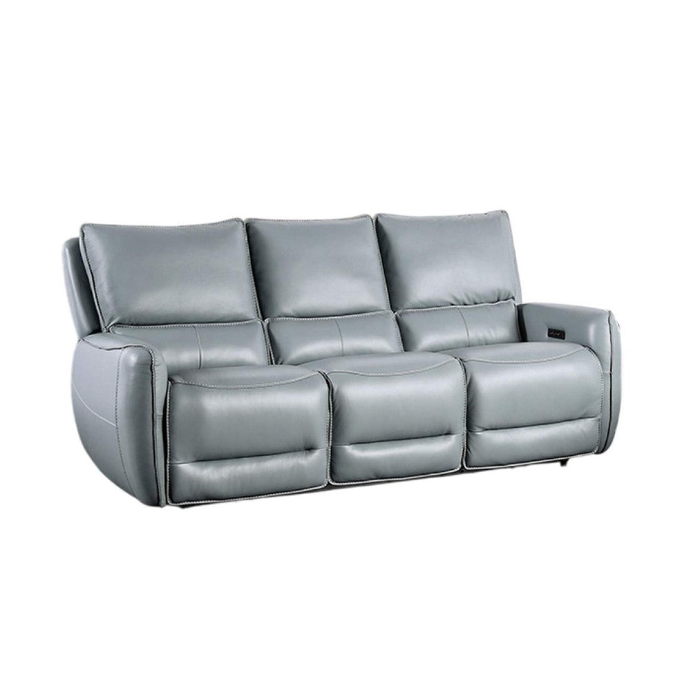 Pono Power Reclining Sofa | Pale Blue Top Grain Leather | 85" | Zero Gravity