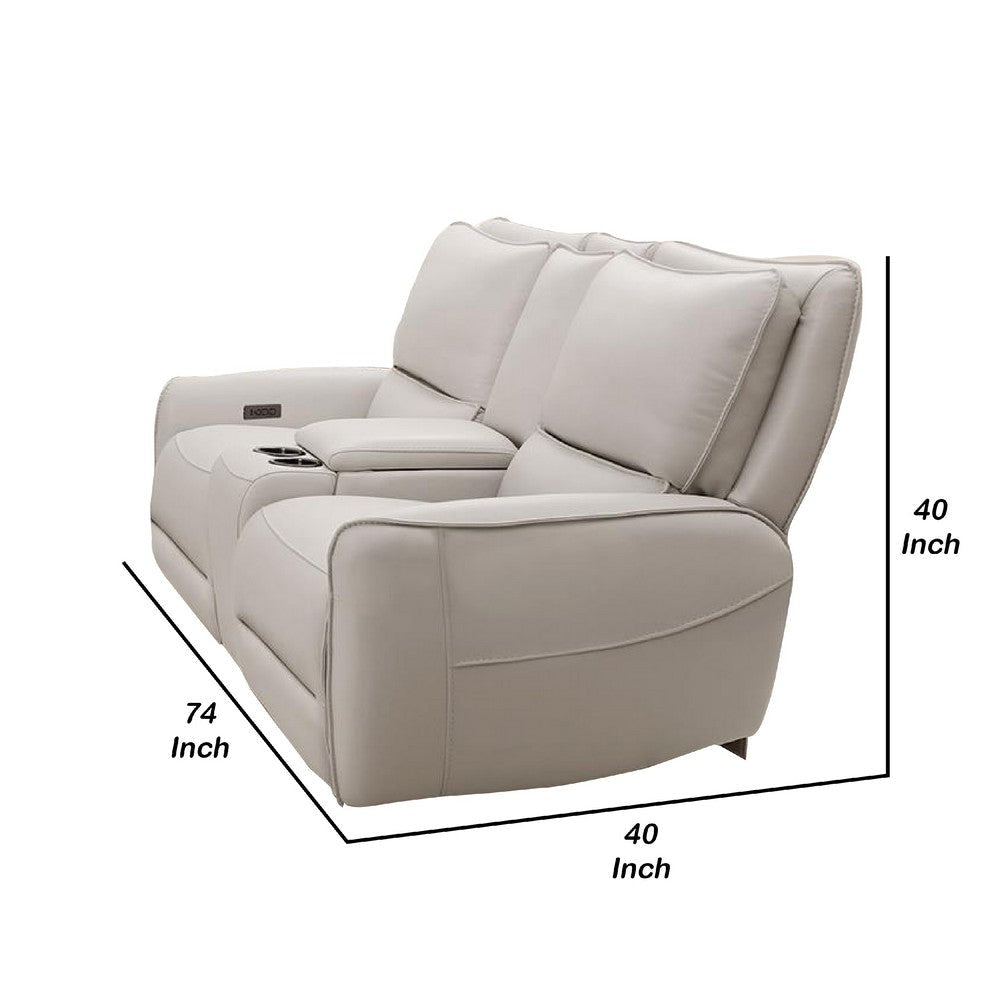 Pono Power Recliner Loveseat | Beige Top Grain Leather | Zero Gravity BM340321