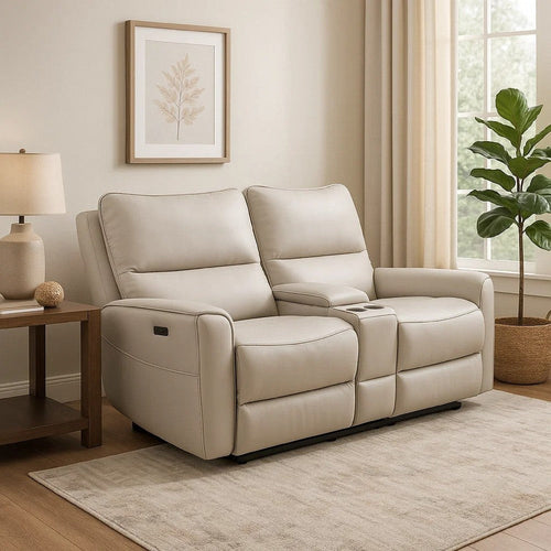 Pono Power Recliner Loveseat | Beige Top Grain Leather | Zero Gravity
