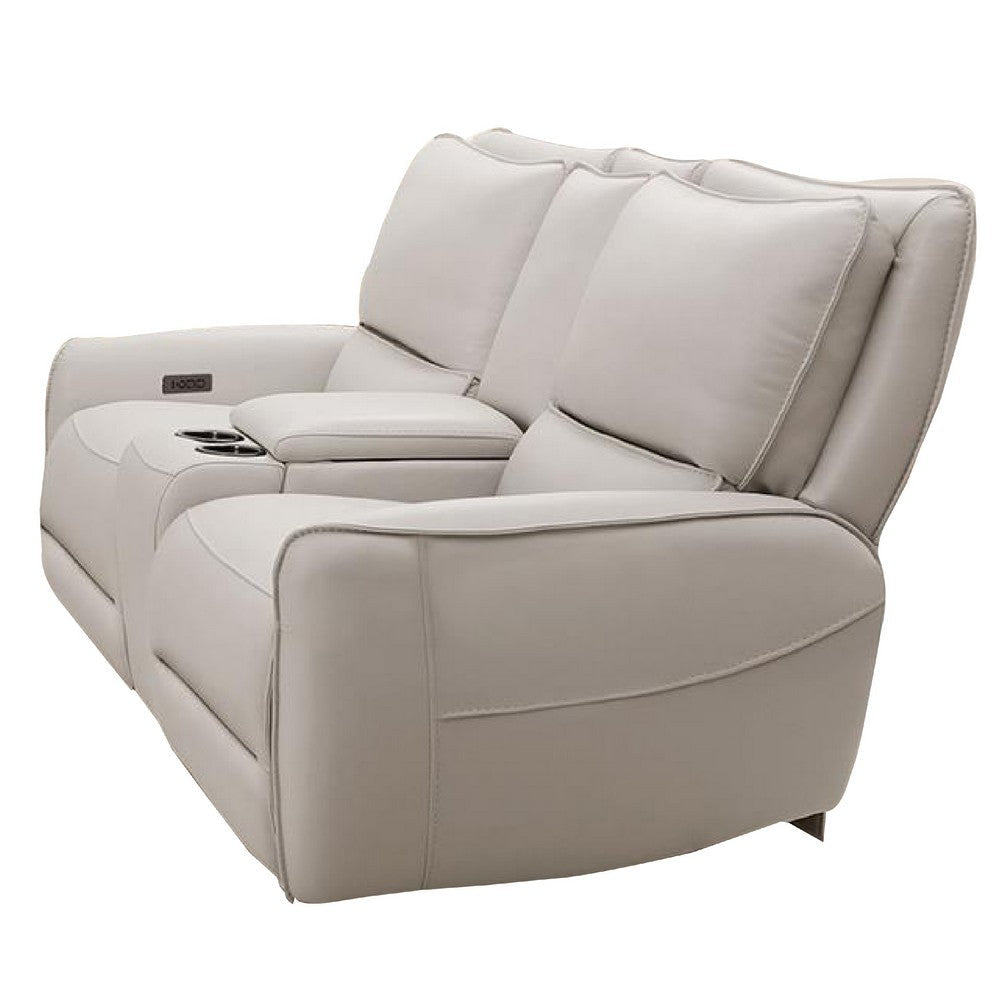 Pono Power Recliner Loveseat | Beige Top Grain Leather | Zero Gravity