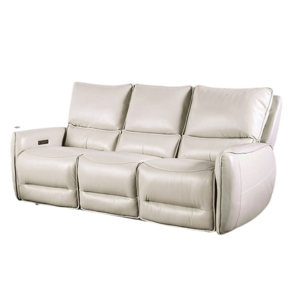 Pono Power Reclining Sofa | Beige Top Grain Leather | 85’’ | Zero Gravity BM340322