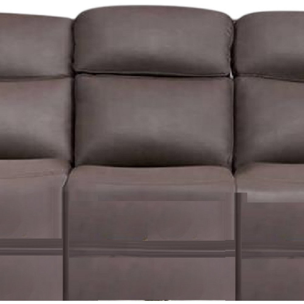 Akto Power Reclining Sofa | Gray Faux Leather | Drop Table Cup Holders BM340324