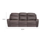 Akto Power Reclining Sofa | Gray Faux Leather | Drop Table Cup Holders BM340324