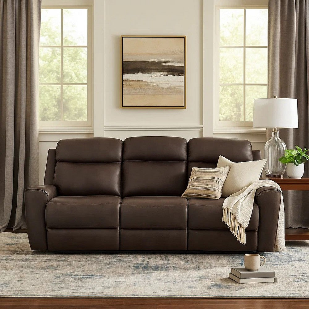 Akto Power Reclining Sofa | Gray Faux Leather | Drop Table Cup Holders