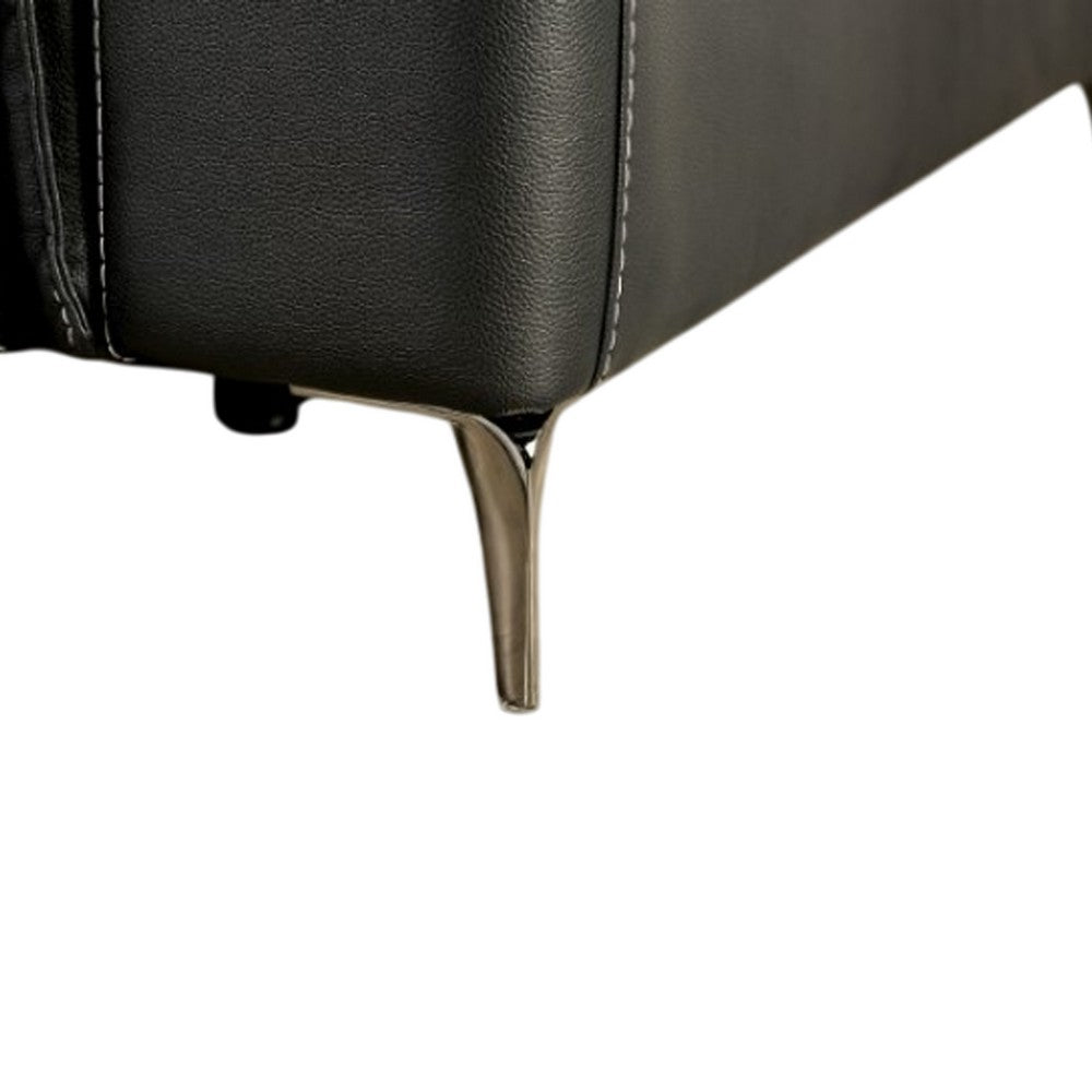 Cuny Power Reclining Sofa | Black Faux Leather | 88" Wall Hug